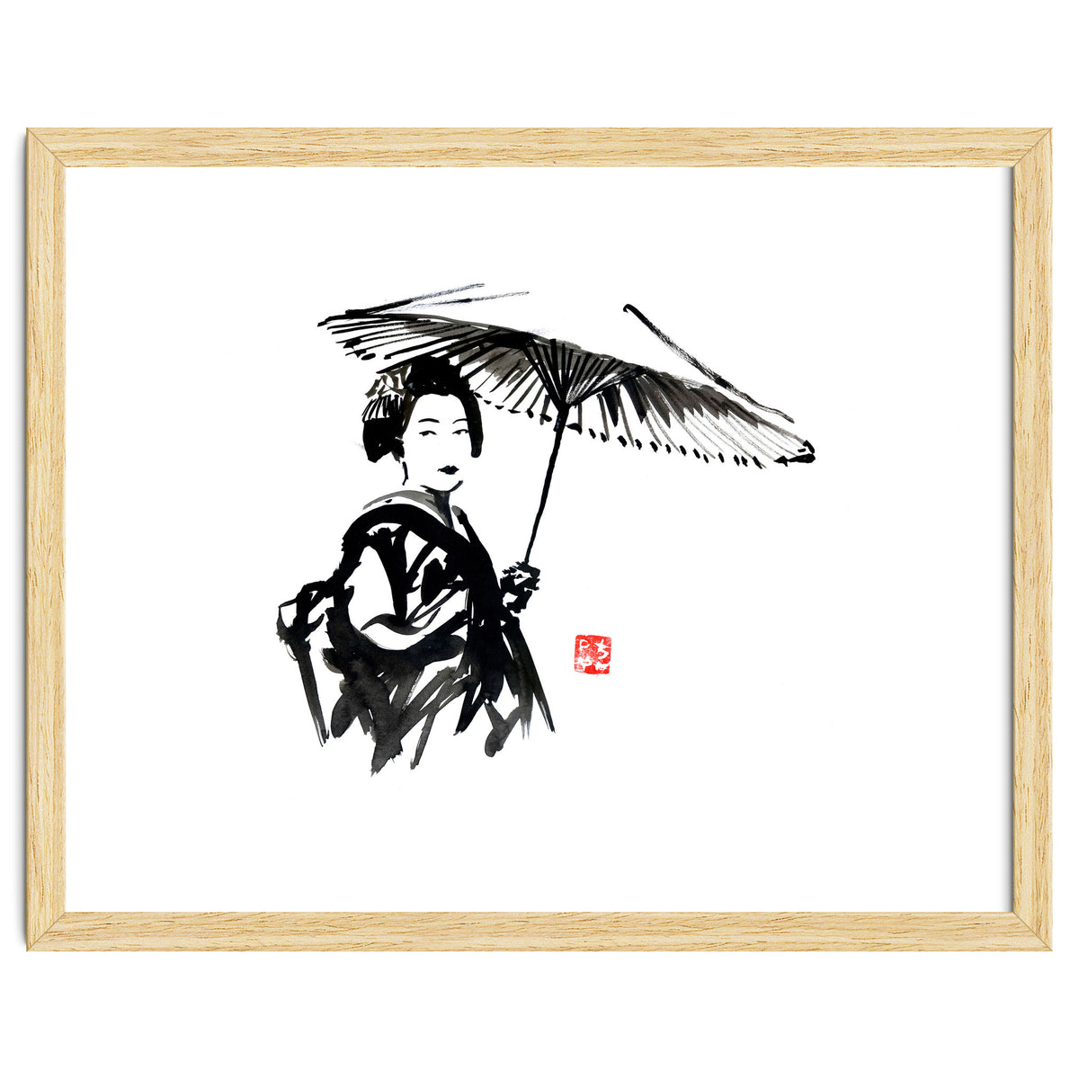 geisha under umbrella