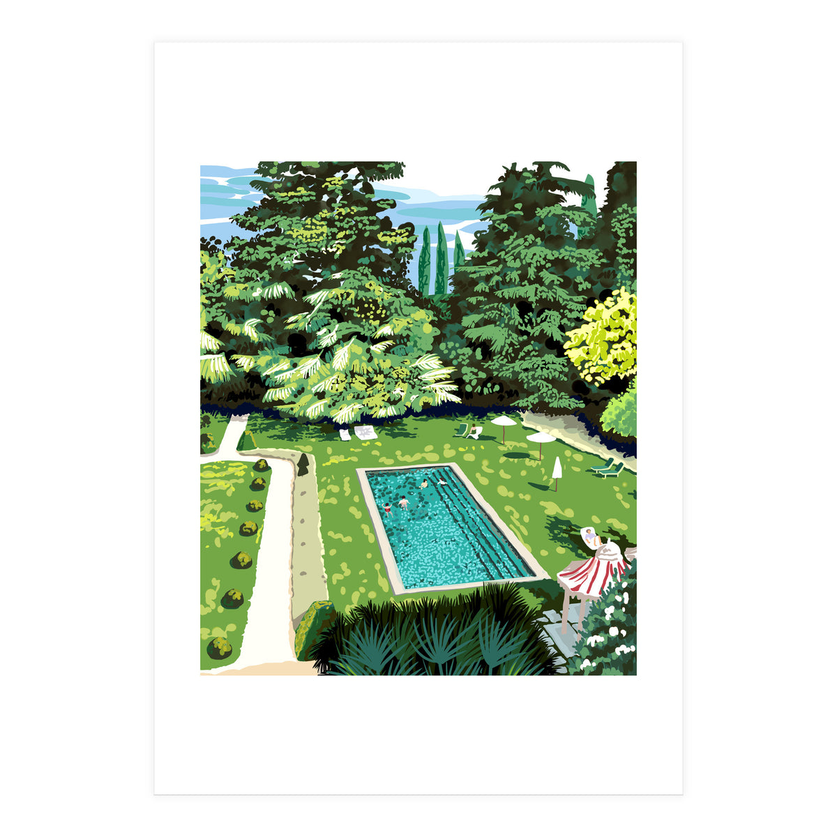 Life's Better Poolside | Vacation Travel Holiday Resort Swim | Architecture Summer Landscape (Print Only)