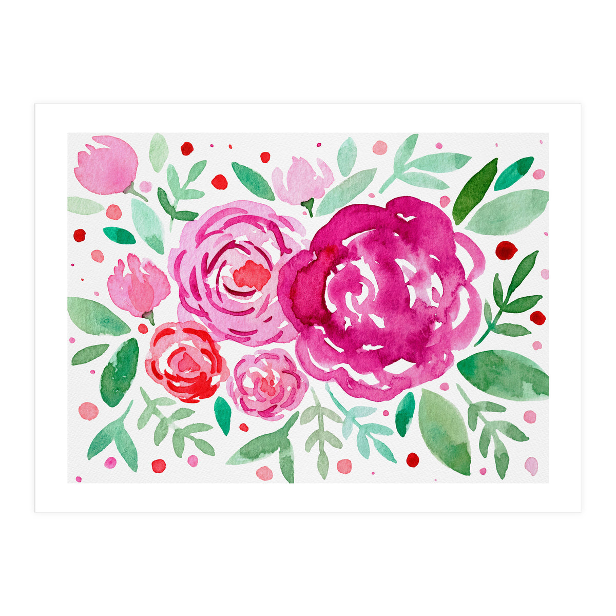 Watercolor roses in pink (Print Only)