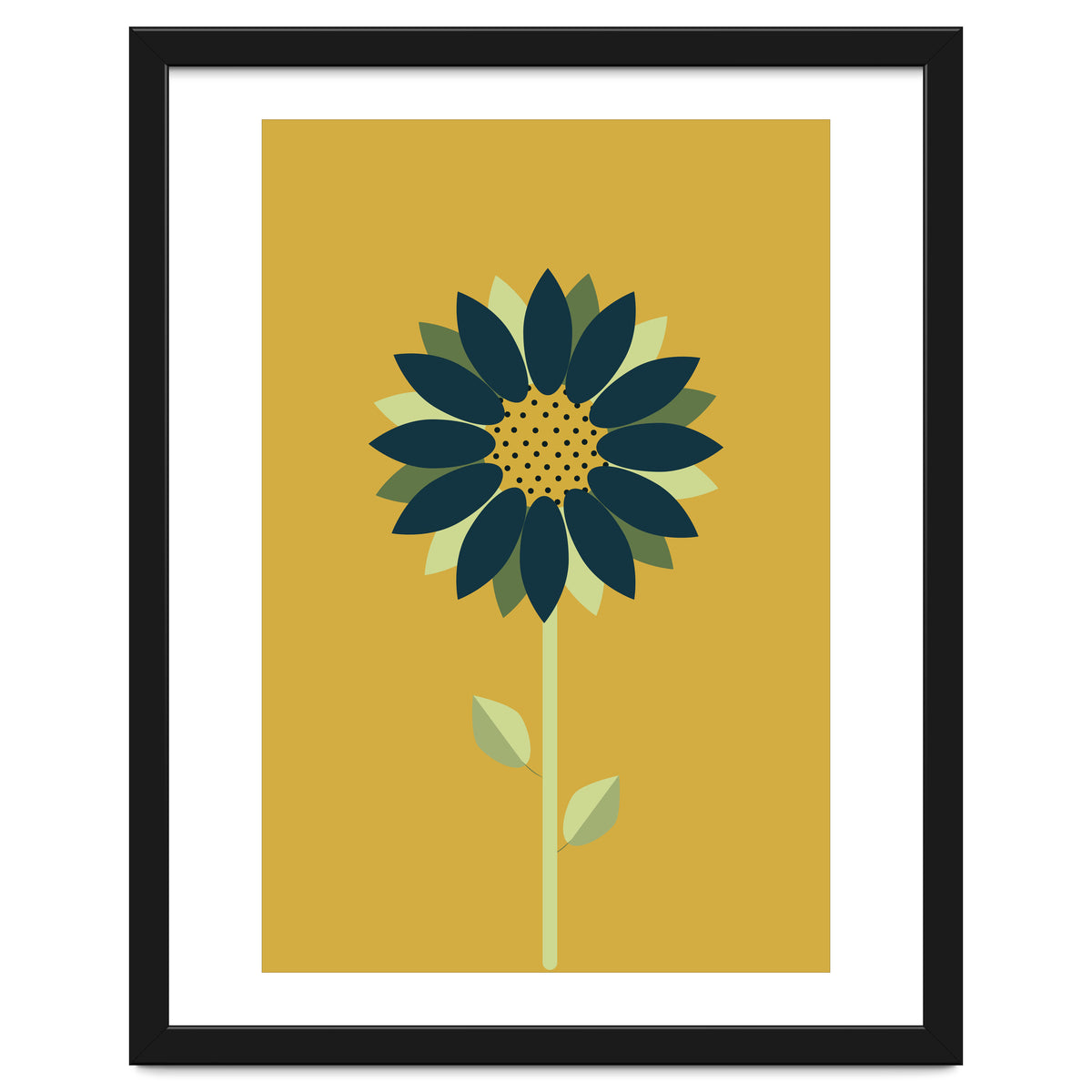 Scandinavian Folk Minimalist Flower Yellow Mustard