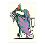 Dinosaur Pterodactyl on the Toilet, Funny Bathroom Humour (Print Only) thumbnail