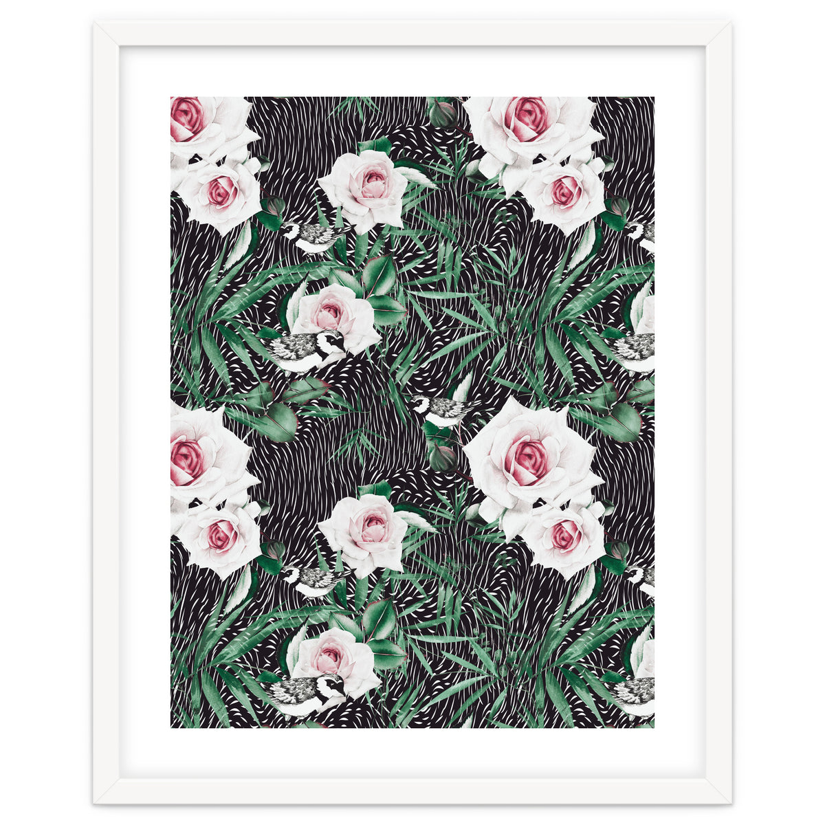 Dark flowery abstract of birds