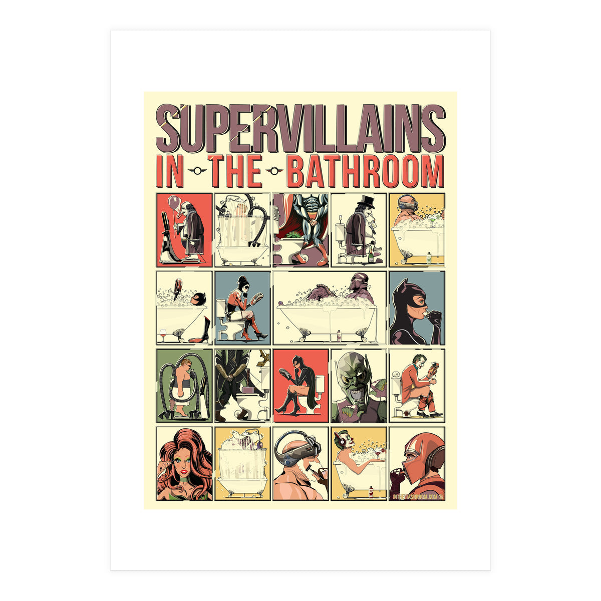 Supervillains in the Bathroom, funny Bathroom Humour (Print Only)