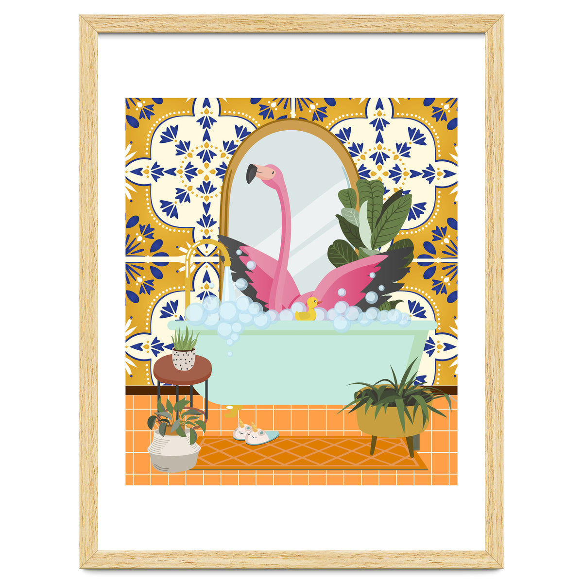 Flamingo Bathing in Moroccan Style Bathroom
