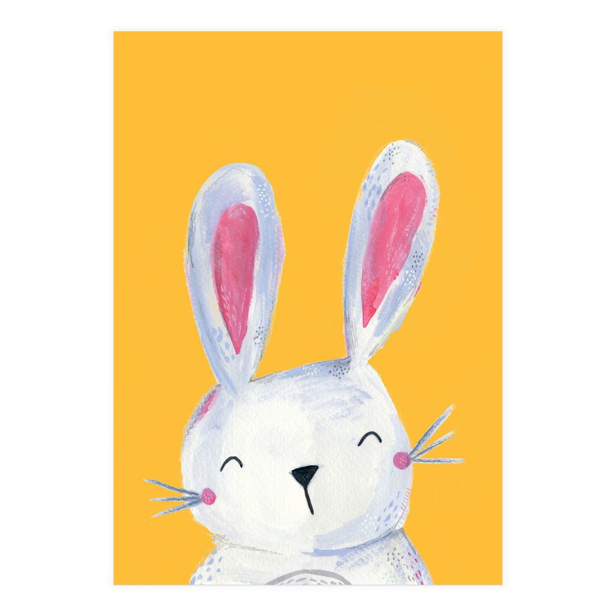 Woodland Bunny On Mustard (Print Only)