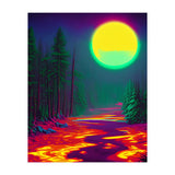 Neon Moon, Color Pop Art Glow Forest, Nature Landscape Adventure, Travel Mystery Eclectic, Contemporary Digital Painting (Print Only) thumbnail