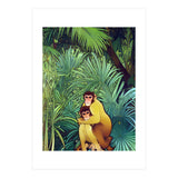 Monkey Love, Tropical Jungle Botanical Nature, Plants Forest Bohemian Animals, Wildlife Eclectic Vintage (Print Only) thumbnail