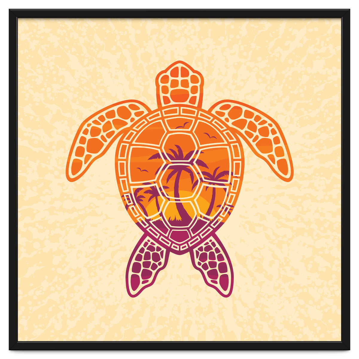 Tropical Sunset Sea Turtle Design
