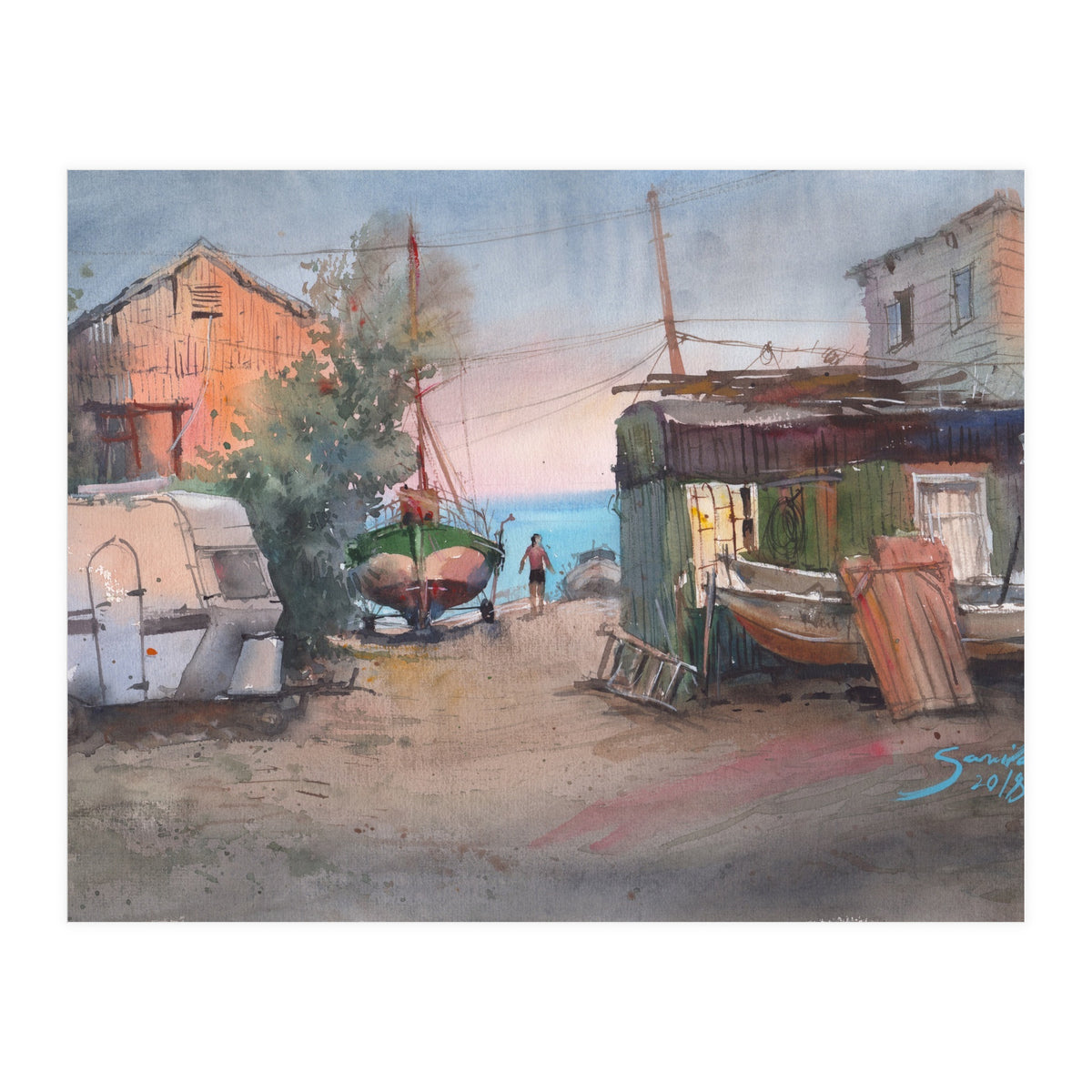 Sunrise on the beach  (Print Only)
