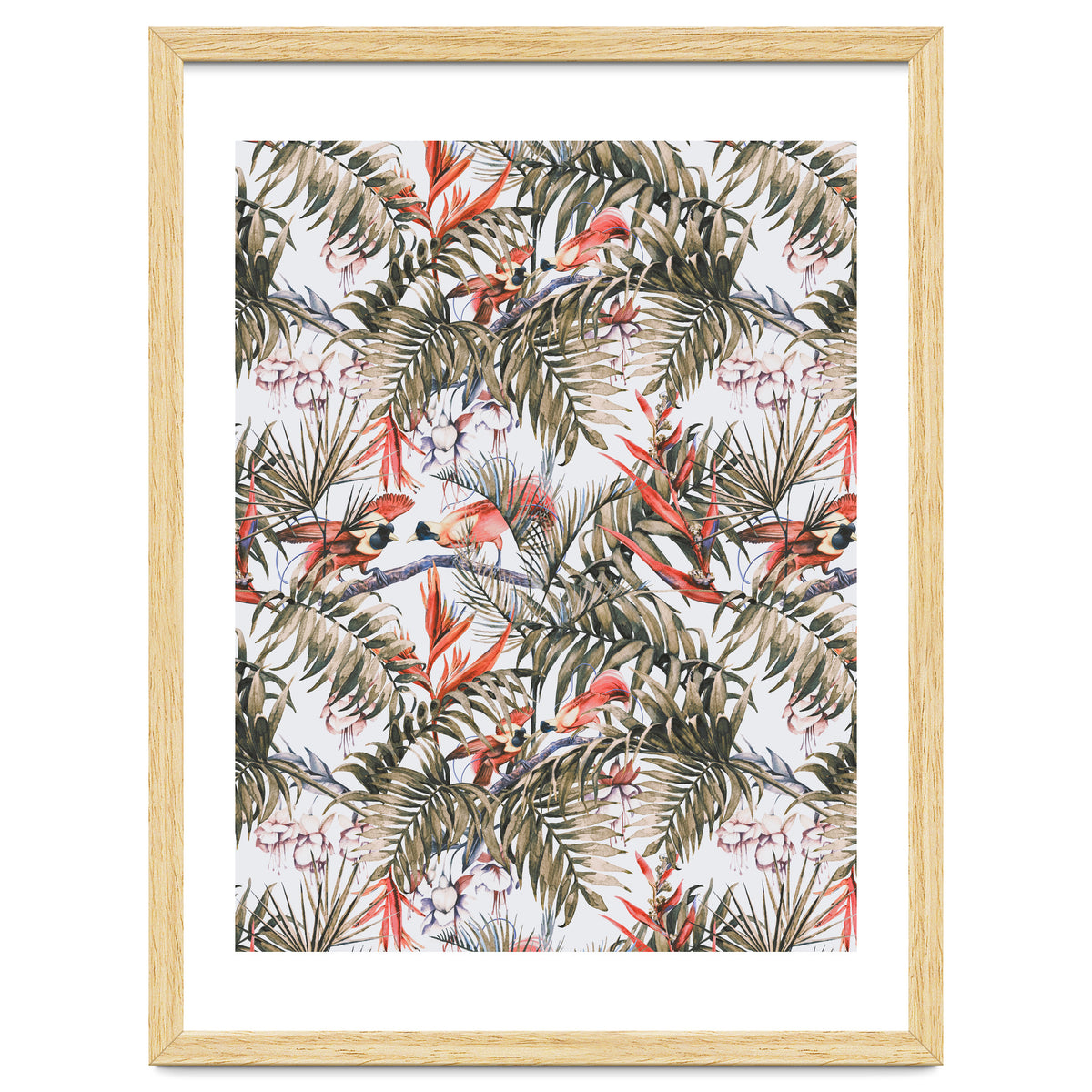 Exotic birds in the jungle paradise