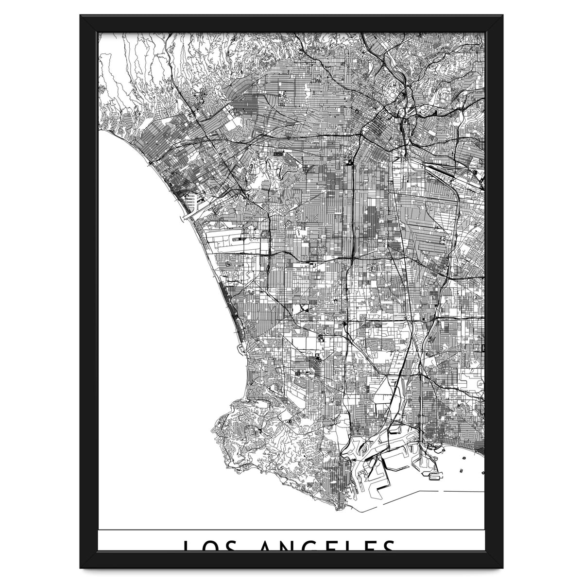 Los Angeles White Map