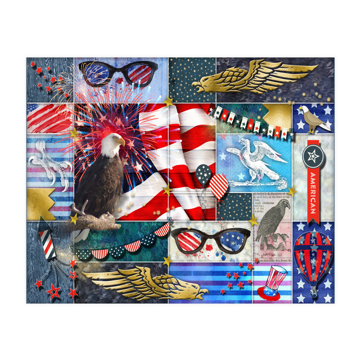 Americana Eagles Collage (Print Only)