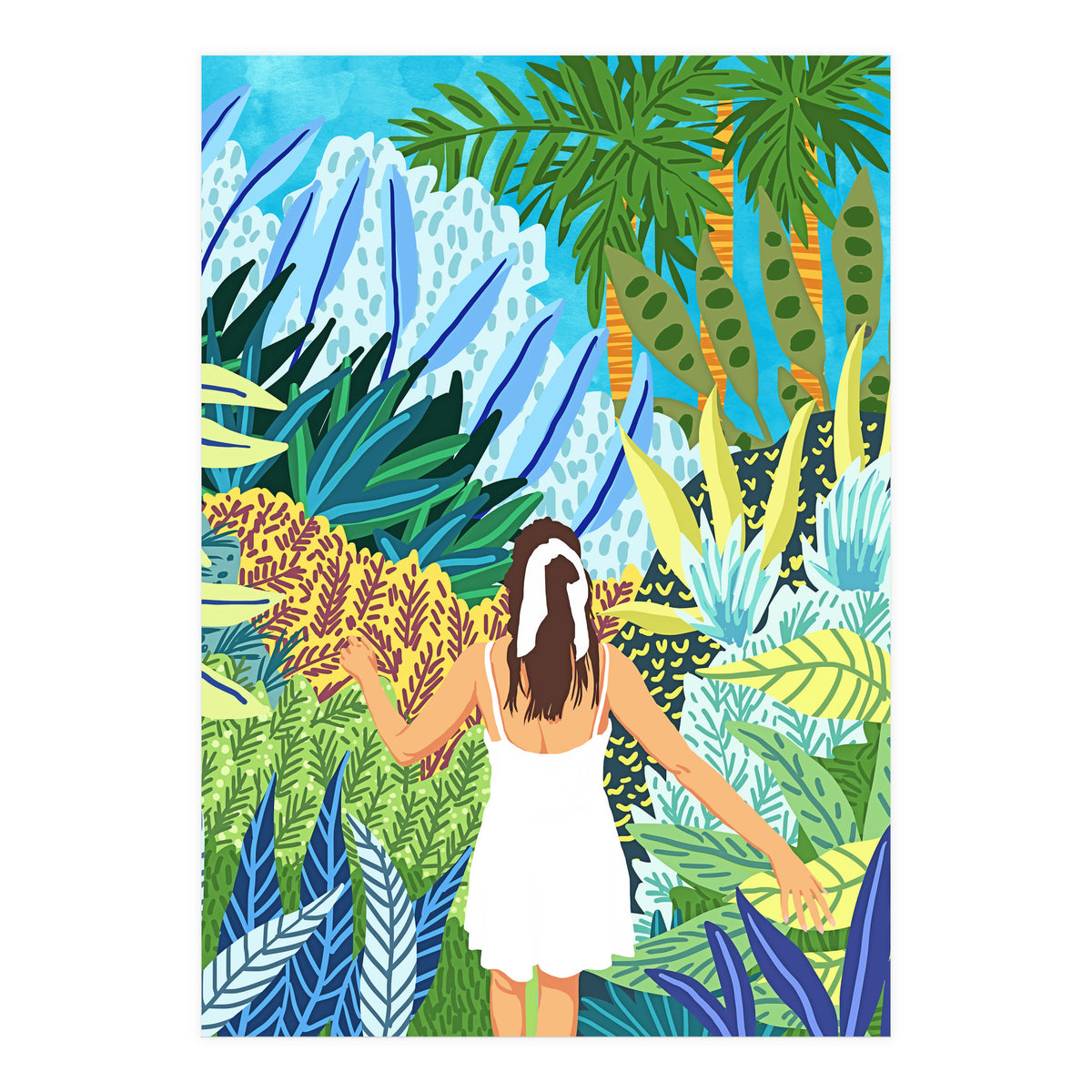Lost in the Jungle of Feelings | Forest Tropical Botanical Nature Plants Illustration (Print Only)