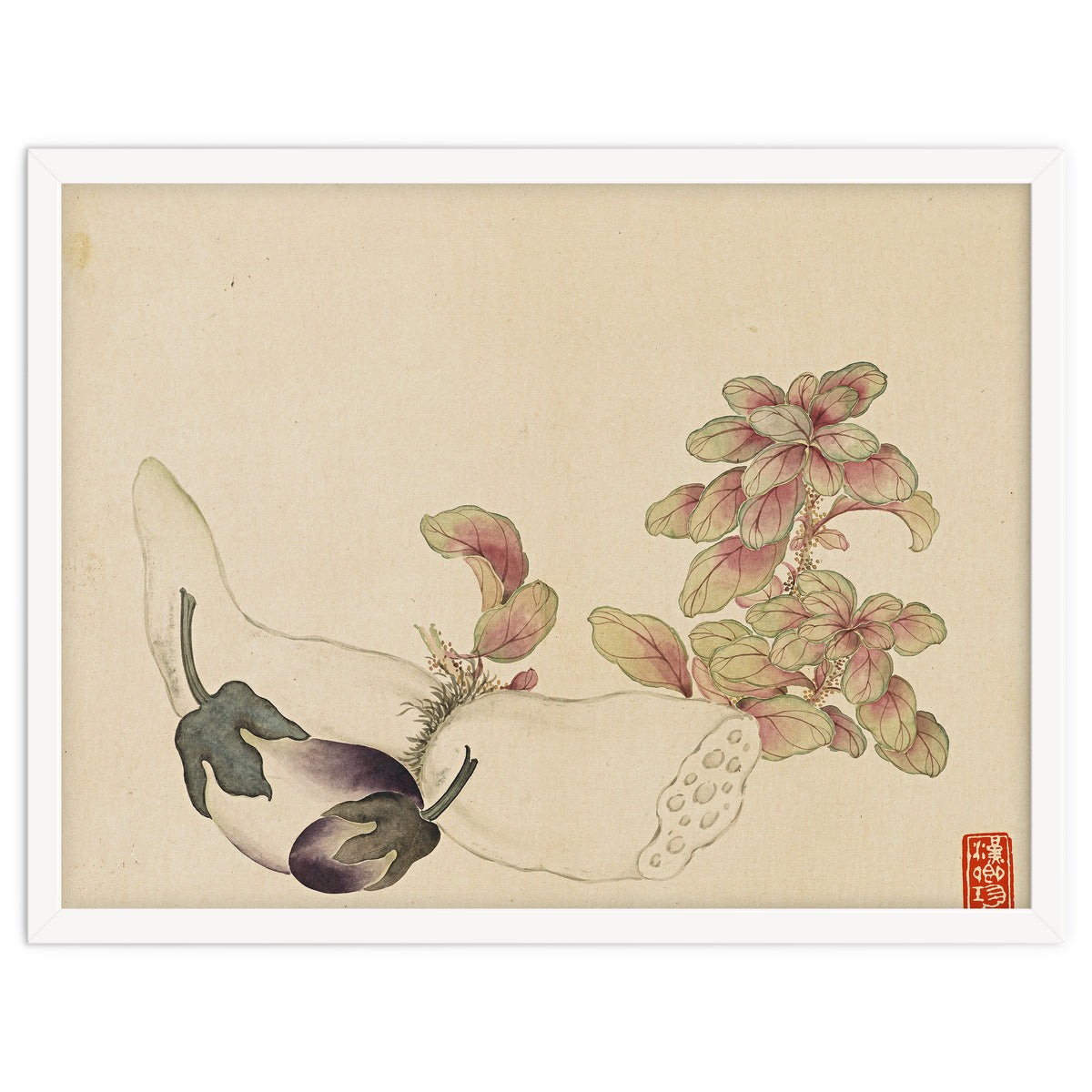 Wang Chengyu ~flowers, Vegetables, Fruits, Eggplant, Lotus Root