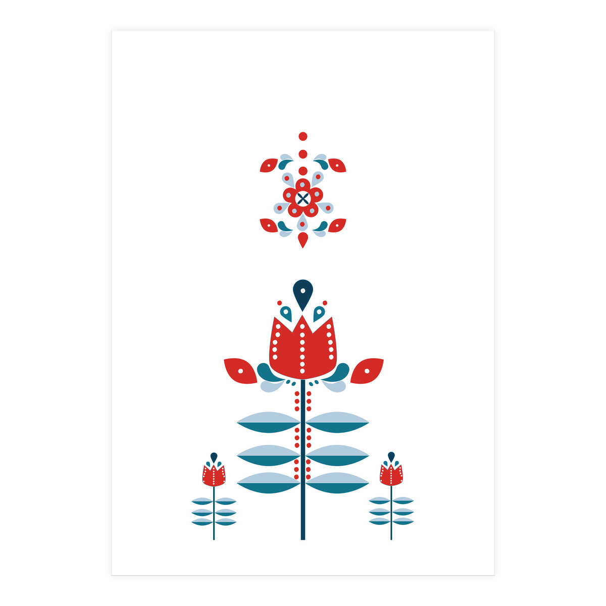 Scandinavian Folk Flowers (Print Only)