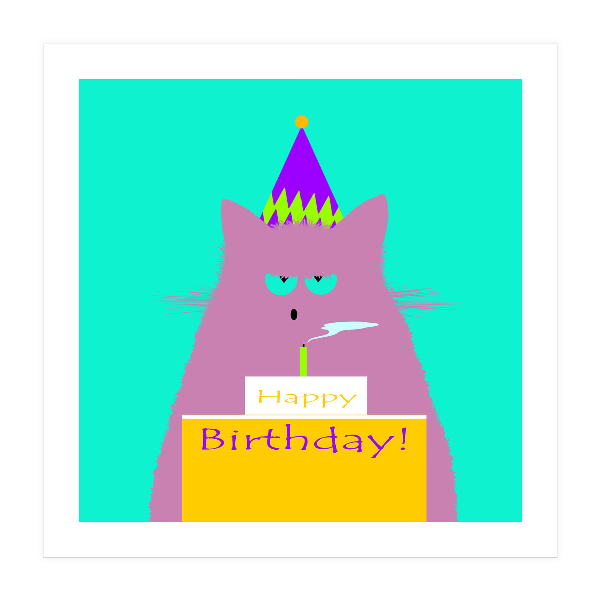 Birthday Lilac Cat  (Print Only)