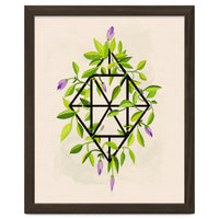 Geometric frame with leaves and flowers