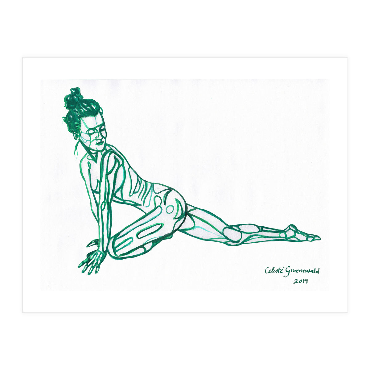 Pigeon Pose in Green (Print Only)