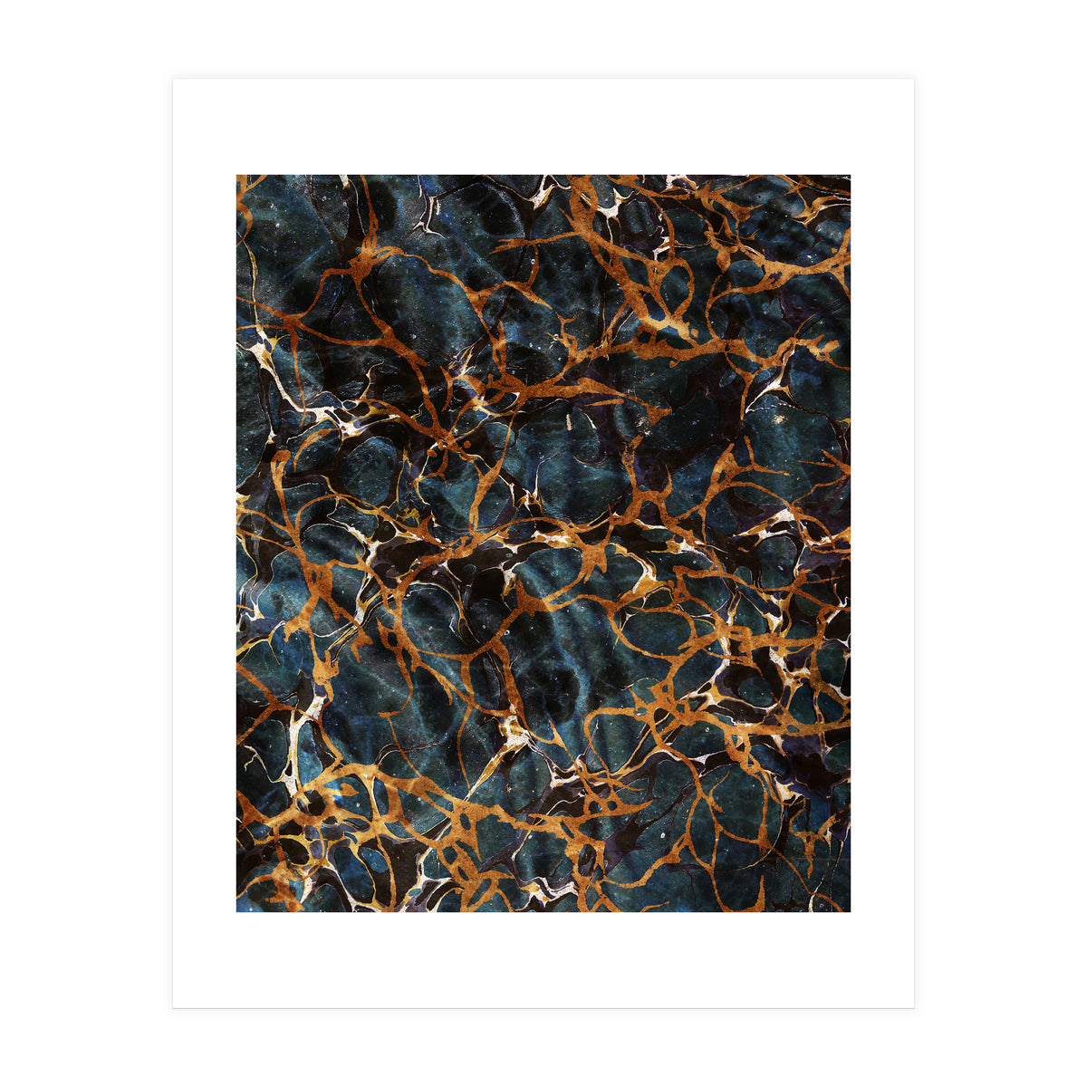 Ocean & Gold Marble (Print Only)