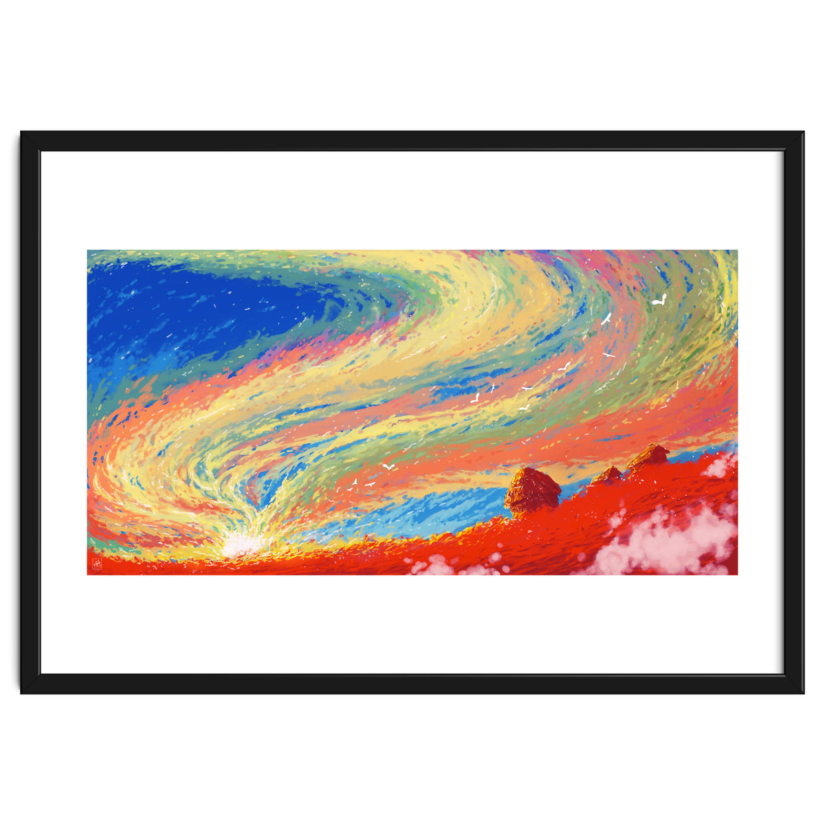 Haystacks At Sunset Reimagined