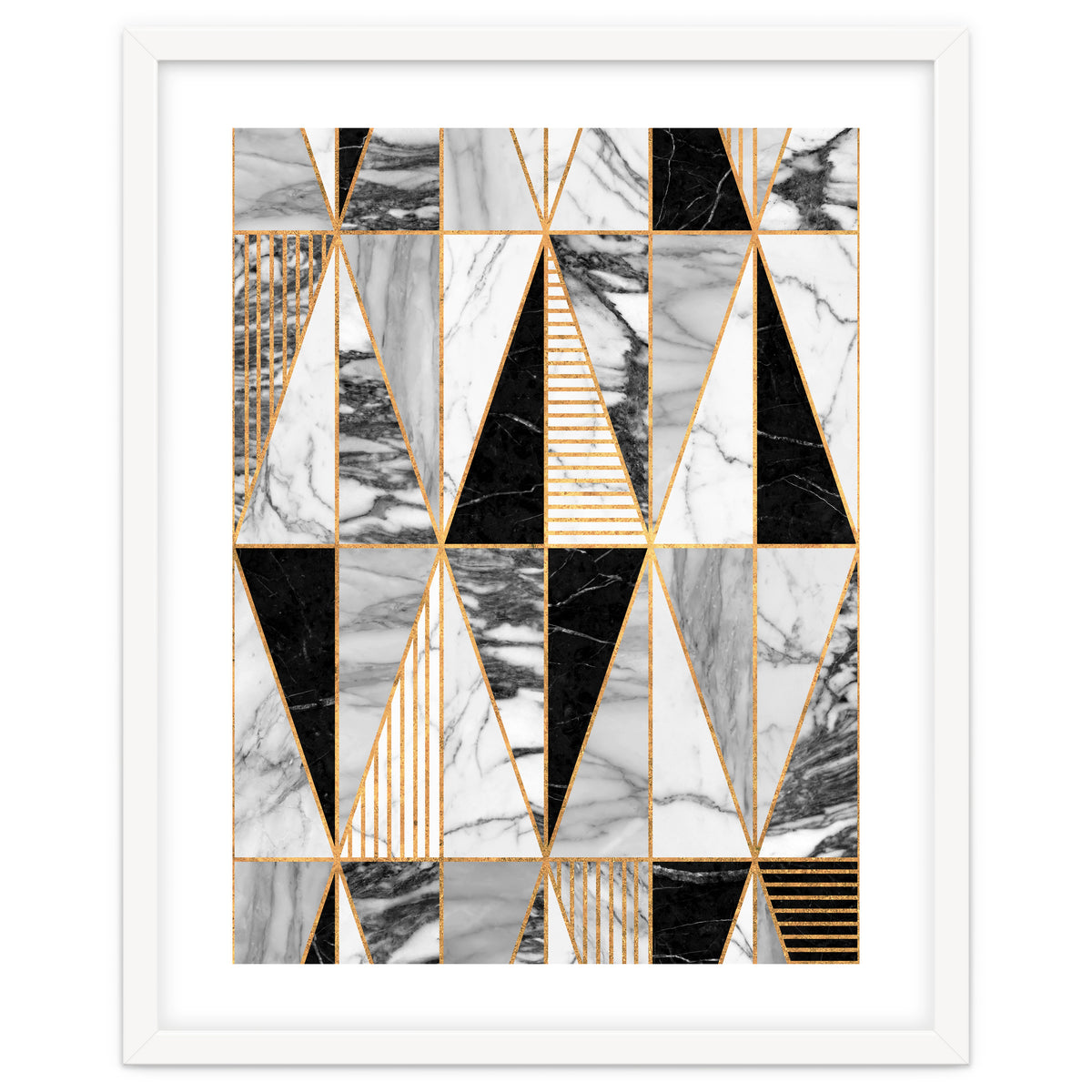 Marble Triangles - Black and White