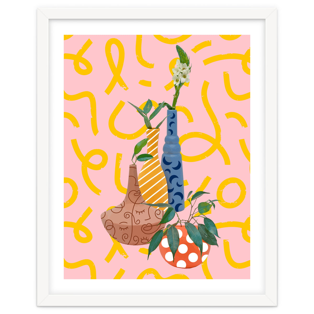 Modern Botanicals, Abstract Plant Pots, Quirky Nature Bohemian, Contemporary Decor