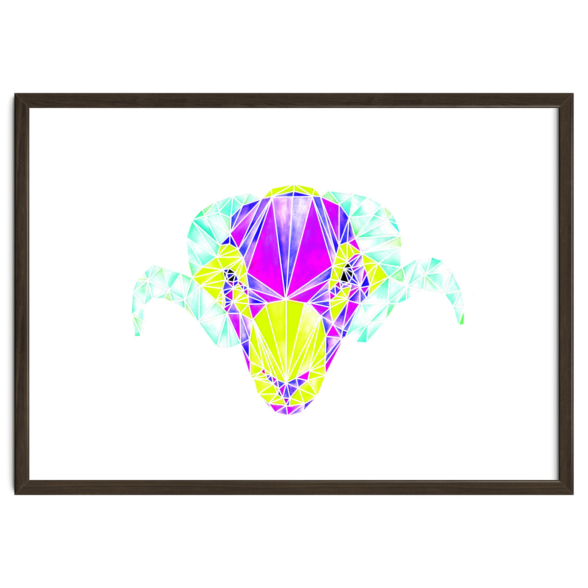 Colourful Geometric Swaledale Sheep Tup with White Lines