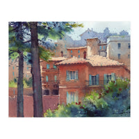 Sunny city landscape. Watercolor (Print Only)