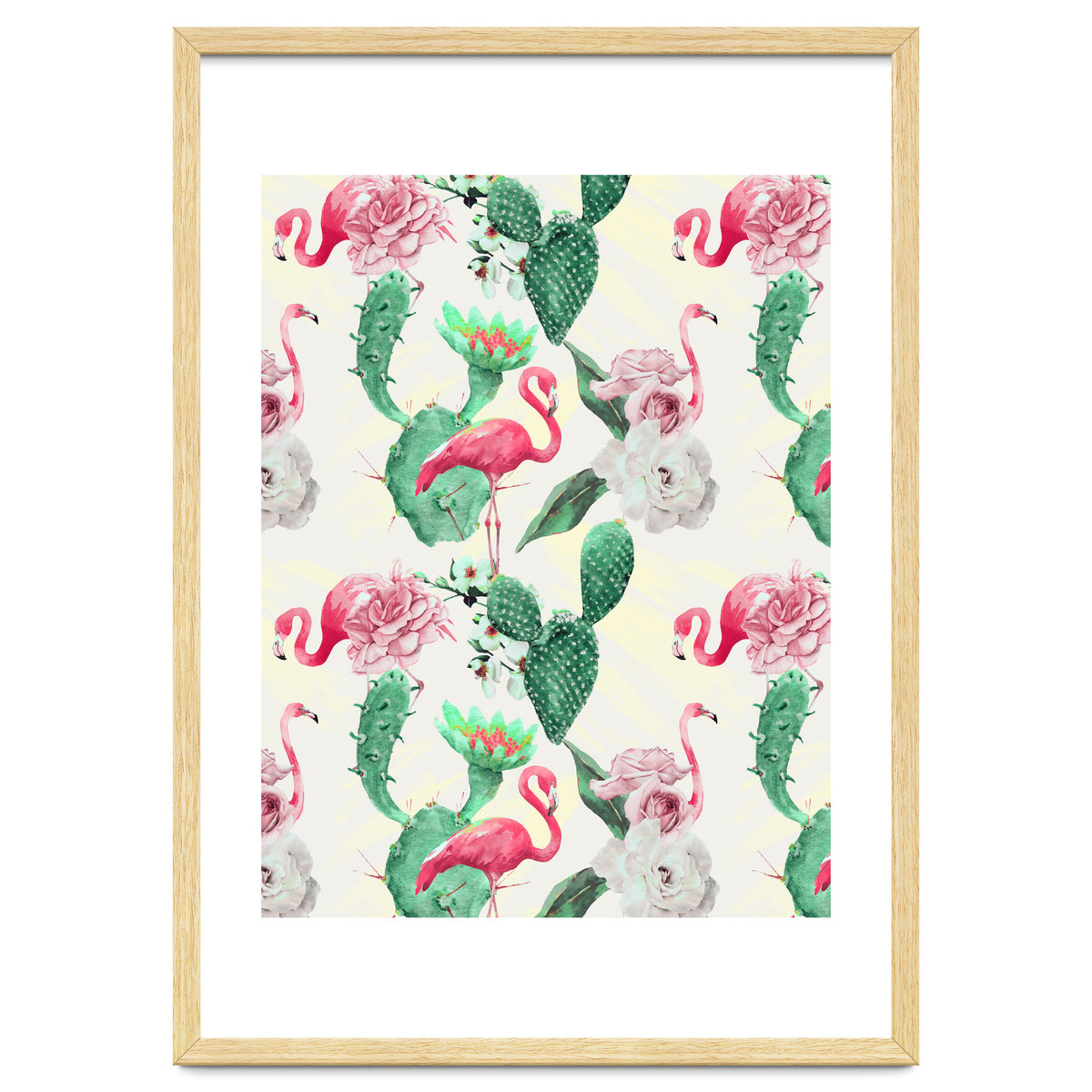 Flamingos, geometric and flowers
