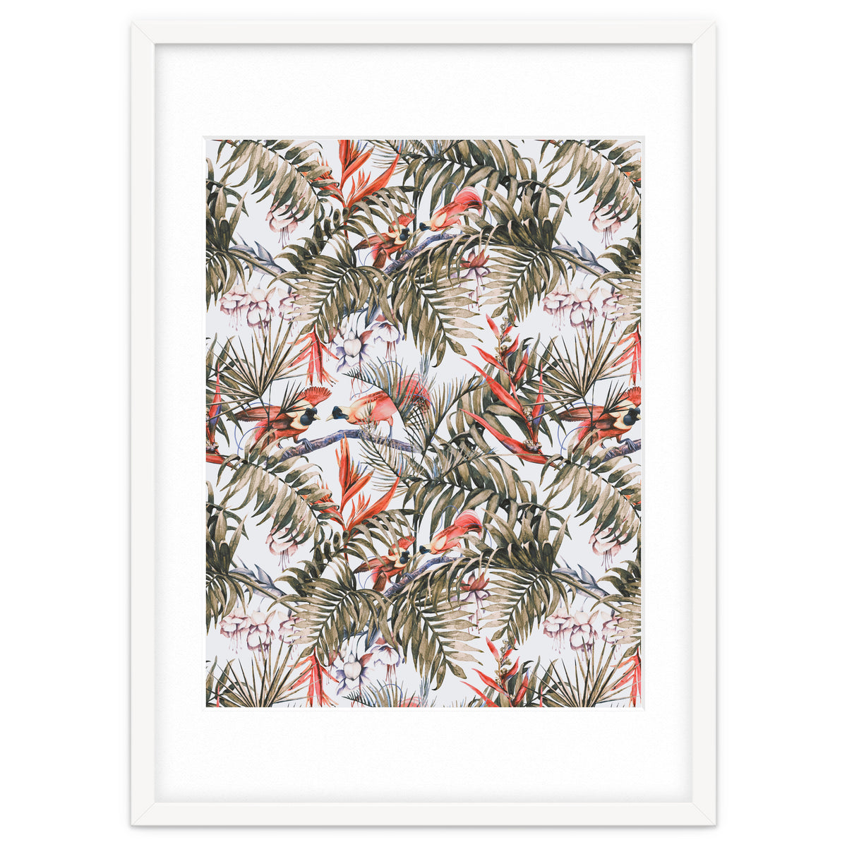 Exotic birds in the jungle paradise