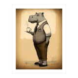 Hippo Hipster Fashion Sketch (Print Only) thumbnail