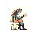 Captain America on the Toilet, funny bathroom humour (Print Only) thumbnail