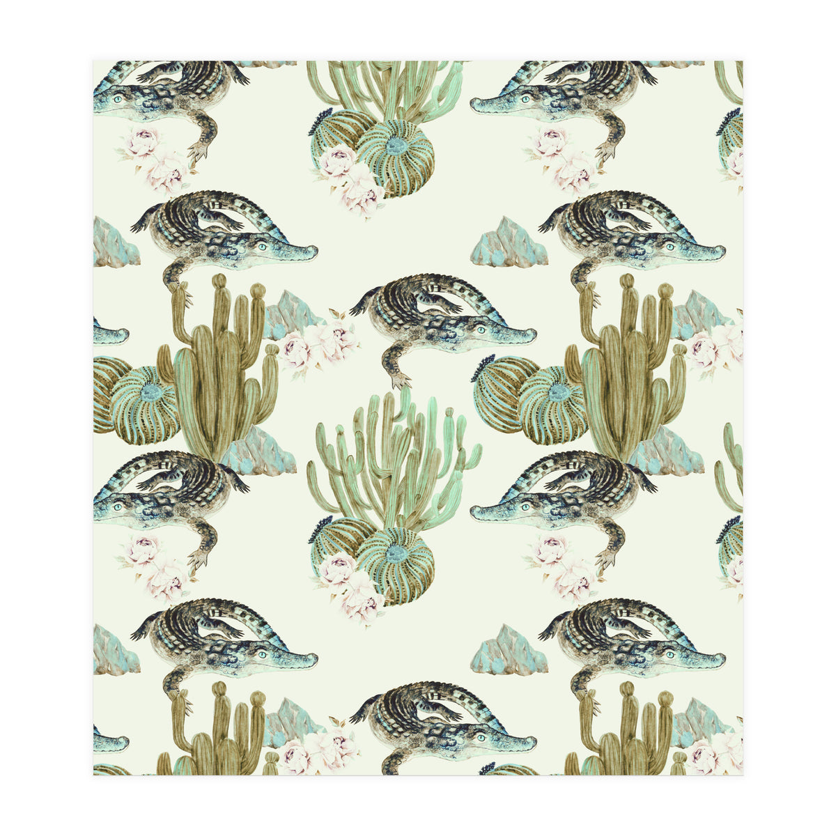 Crocodile pattern on the cactus (Print Only)
