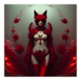 Red Floral Fox Vixen in Lingerie with Roses (Print Only) thumbnail