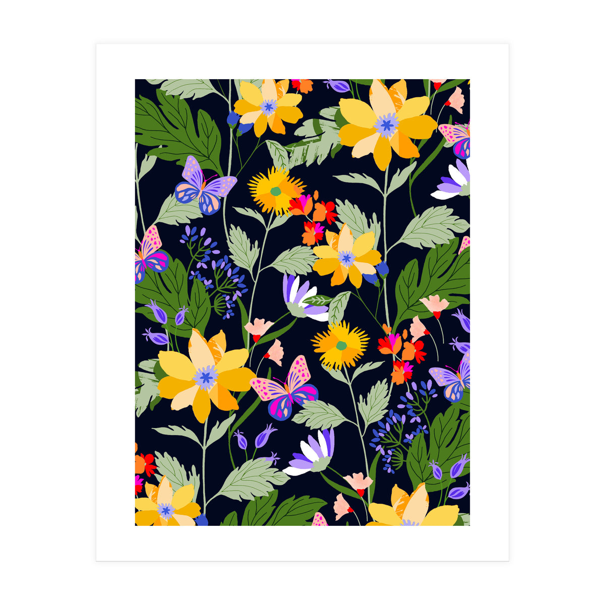 Flowers and butterflies (Print Only)