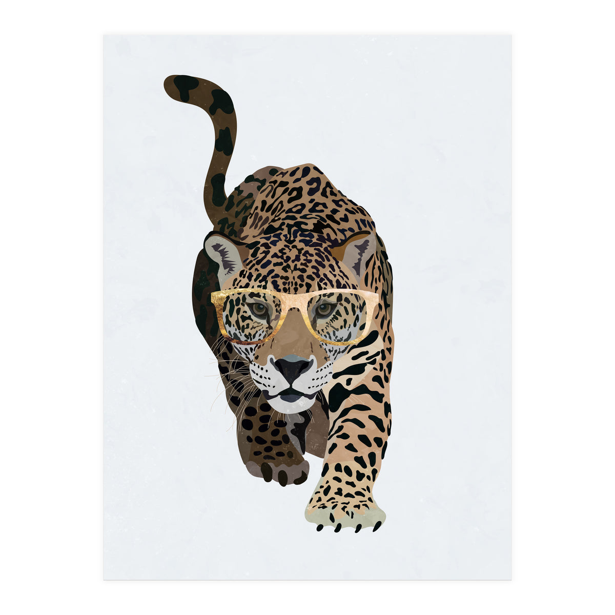 Catwalk Jaguar Wearing Gold Glasses (Print Only)