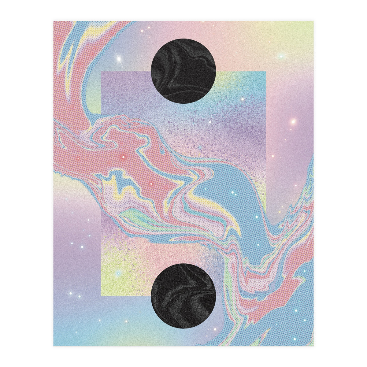 Pink Pastel Space Planet Yin Yang (Print Only)