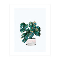 Swiss Cheese Monstera Plant Gold and Green (Print Only)
