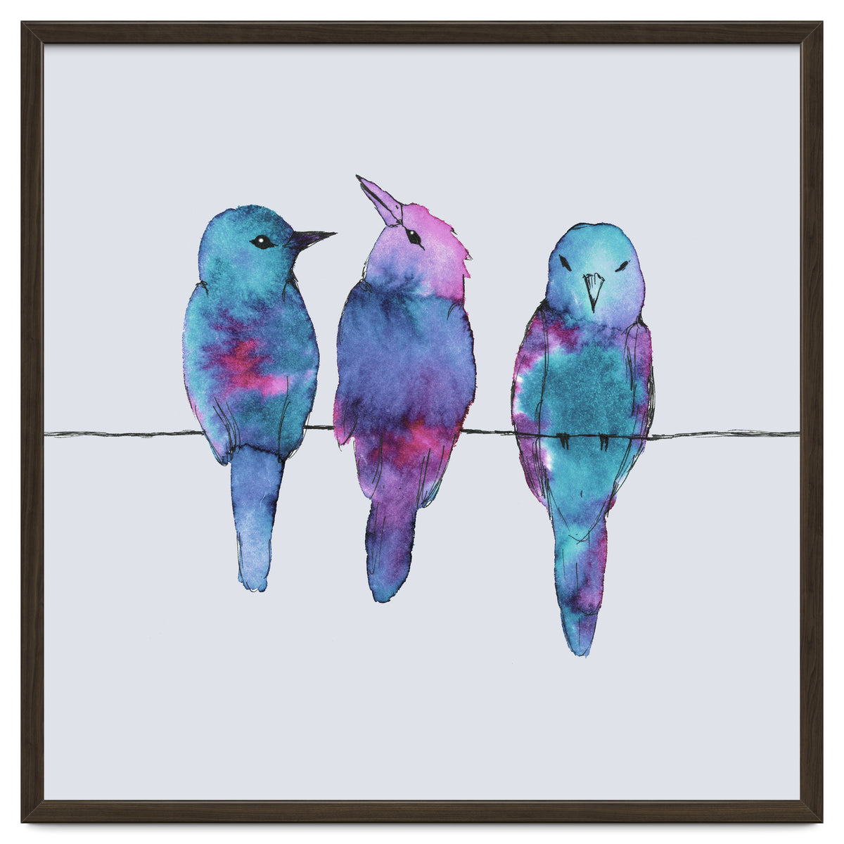 Three birds on a wire