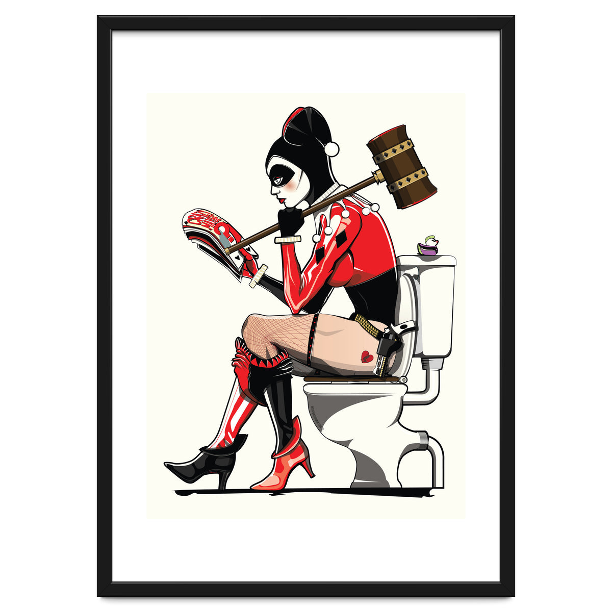 Harley Quinn on the Toilet, funny Bathroom Humour