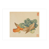 Wang Chengyu~flowers And Vegetables, Vegetables, Fruits, Chinese Cabbage, Lentils, Bamboo Shoots, Persimmons (Print Only)