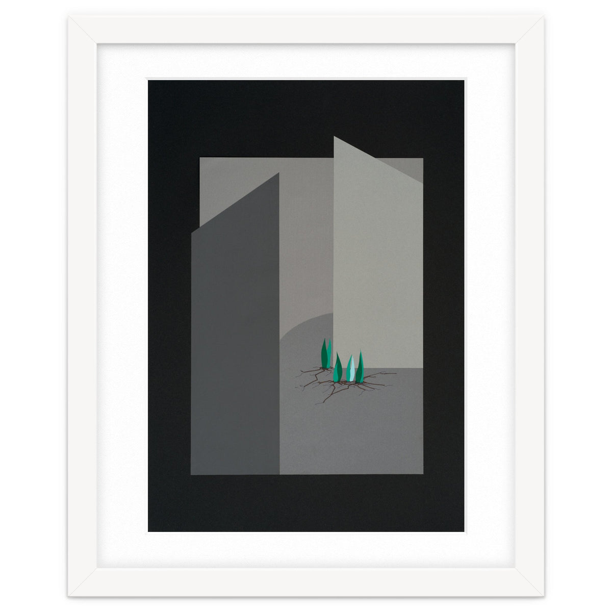 Small sprouts in concrete landscape.