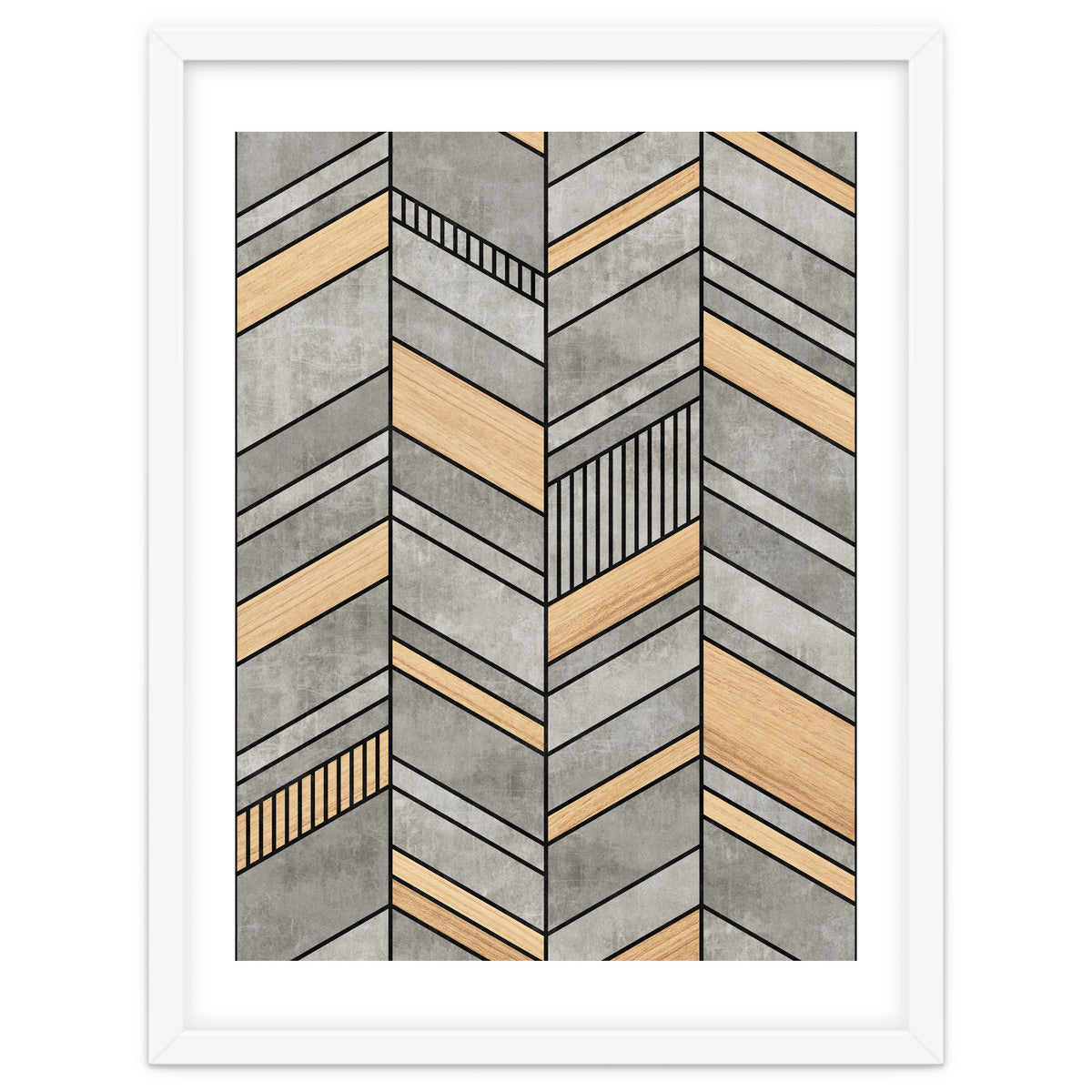 Abstract Chevron Pattern - Concrete and Wood