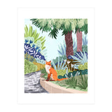 Fox in The Garden | Animals Wildlife Botanical Nature Painting | Boho Colorful Jungle Illustration (Print Only) thumbnail