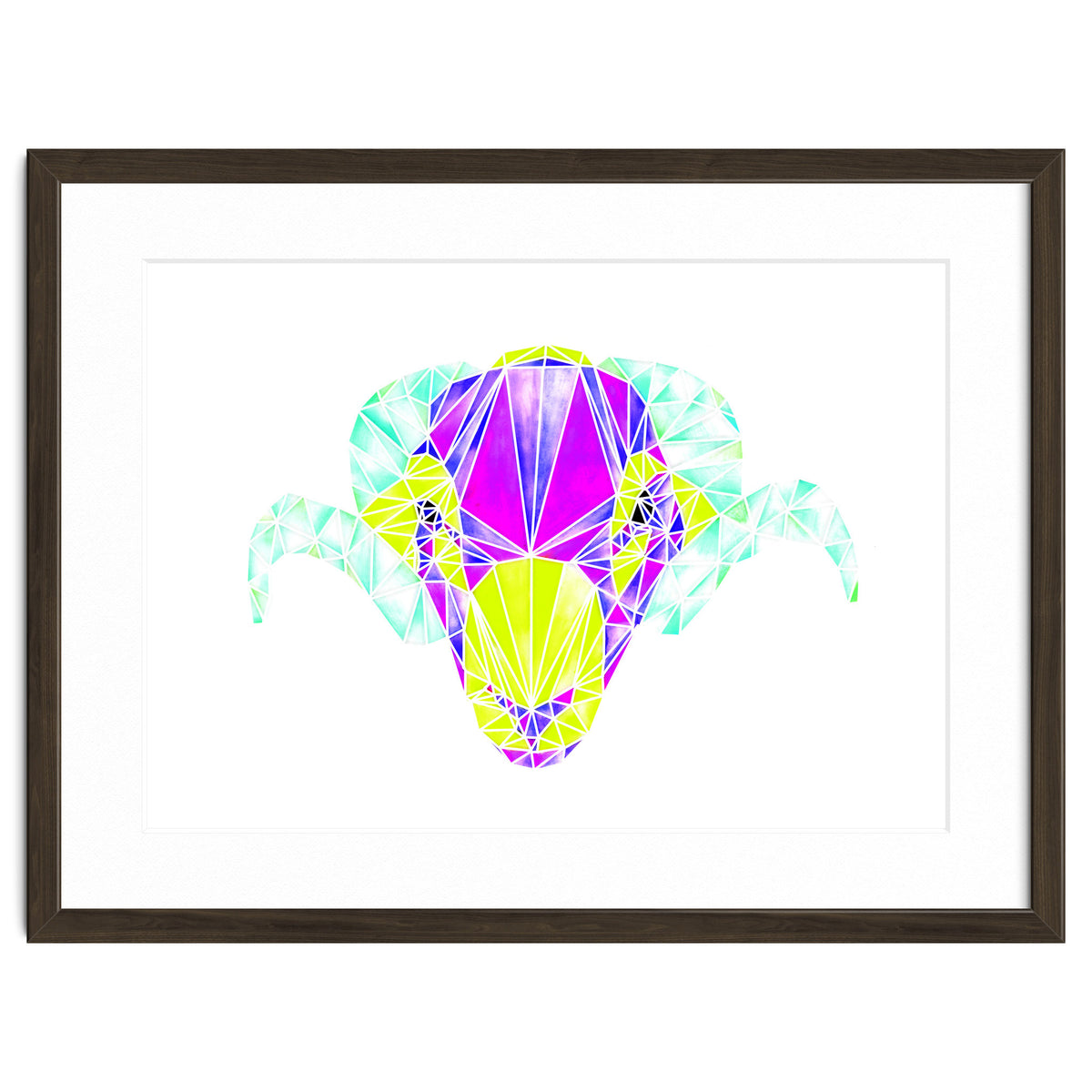 Colourful Geometric Swaledale Sheep Tup with White Lines