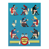 Superheroes on the Toilet, funny poo humour (Print Only) thumbnail