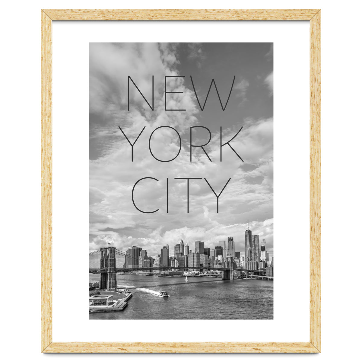 NYC Brooklyn Bridge & Lower Manhattan | Text & Skyline