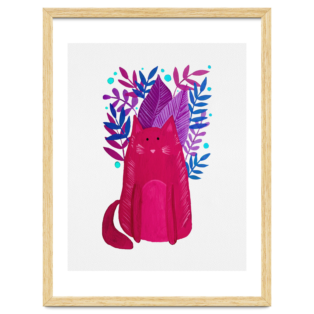 Cute magenta cat with branches