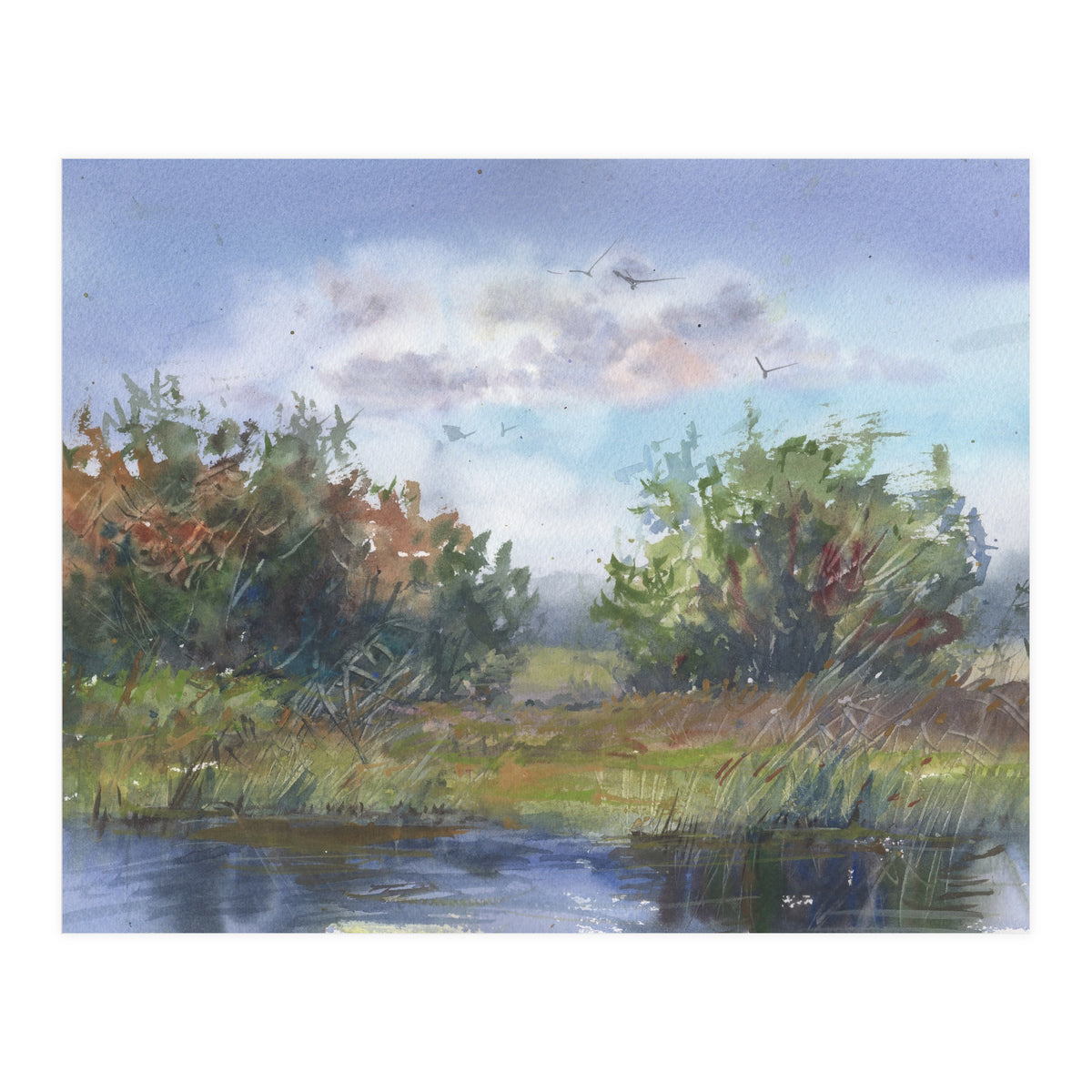 Watercolor Landscape Painting (Print Only)