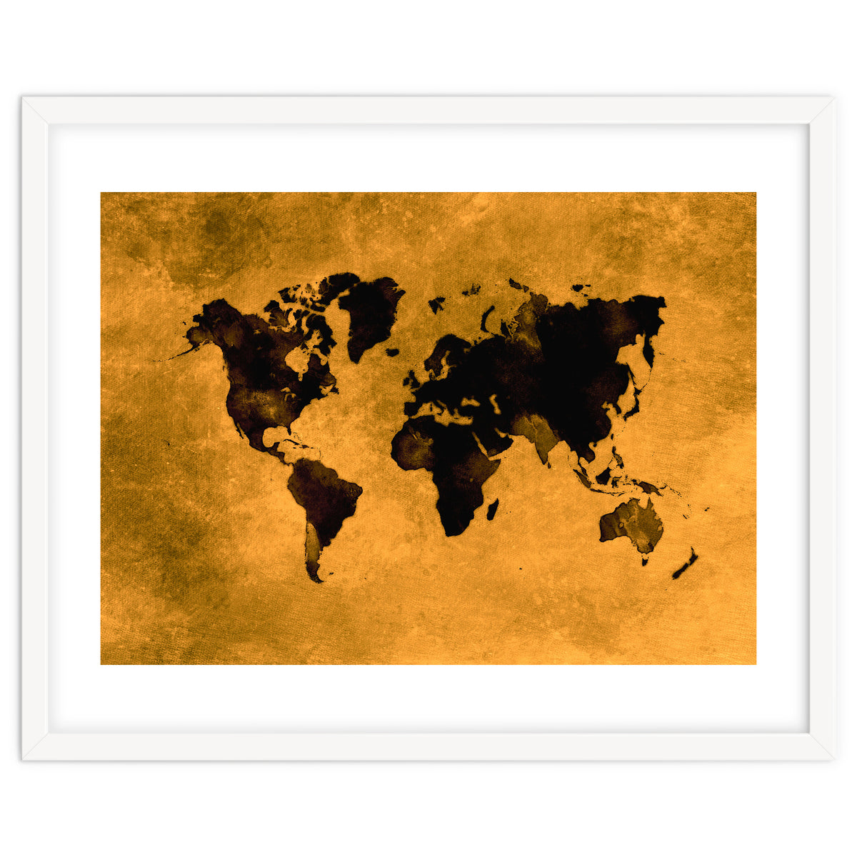 World Map black and yellow digital art